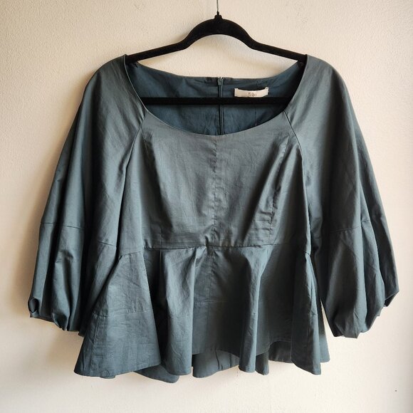 Sz8 Tibi Eco Poplin Peplum in Green Limestone - Tag 6, runs very large - Picture 12 of 12